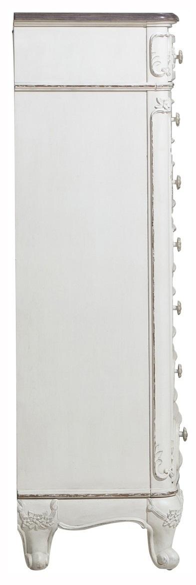 Homelegance Cinderella 7 Drawer Tall Chest Antique White with Grey Rub-Through 1386NW-12 - Chest - Half Price Furniture