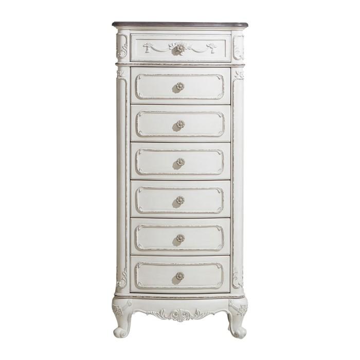 Homelegance Cinderella 7 Drawer Tall Chest Antique White with Grey Rub-Through 1386NW-12 Half Price Furniture