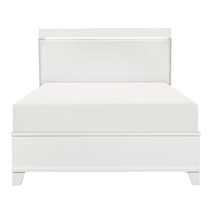 Homelegance Kerren Queen Platform Bed in White 1678W-1* Half Price Furniture
