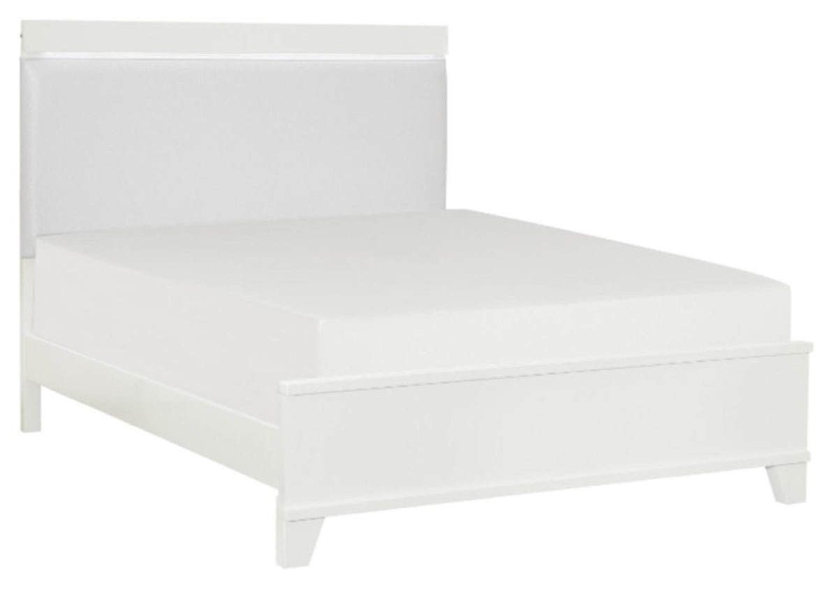 Homelegance Kerren Queen Platform Bed in White 1678W-1* - Bed - Half Price Furniture