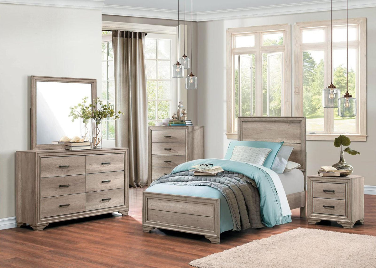 Homelegance Lonan Twin Panel Bed in Natural 1955T-1* - Bed - Half Price Furniture