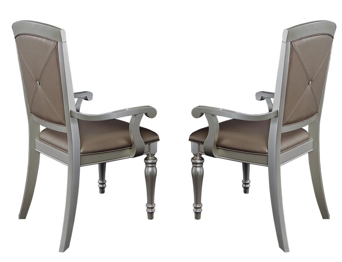 Homelegance Orsina Arm Chair in Silver (Set of 2) Half Price Furniture