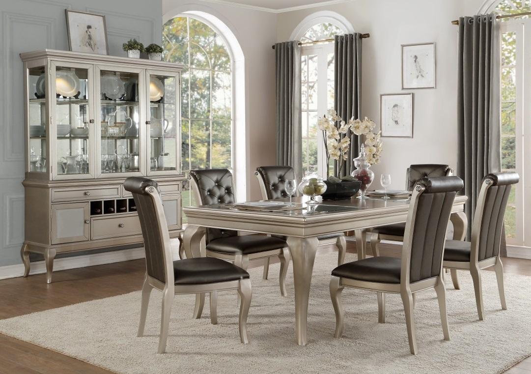 Homelegance Crawford Dining Table in Silver 5546-84 - Dining Table - Half Price Furniture