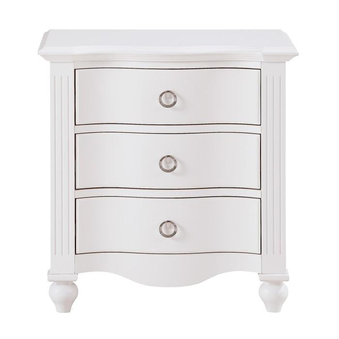 Homelegance Meghan 3 Drawer Nightstand in White 2058WH-4 Half Price Furniture