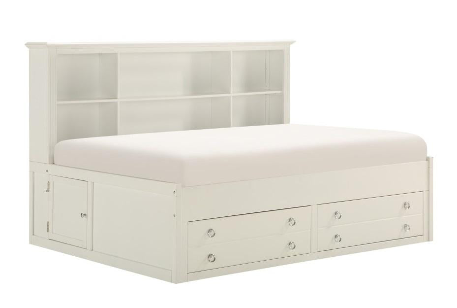 Homelegance Meghan Full Lounge Storage Bed in White 2058WHPRF-1* - Bed - Half Price Furniture