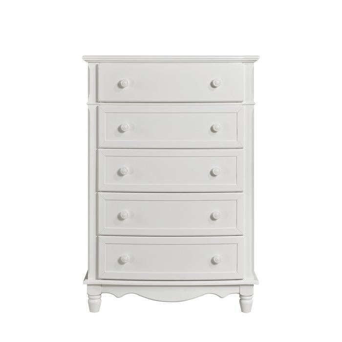 Homelegance Clementine 5 Drawer Chest in White B1799-9 Half Price Furniture
