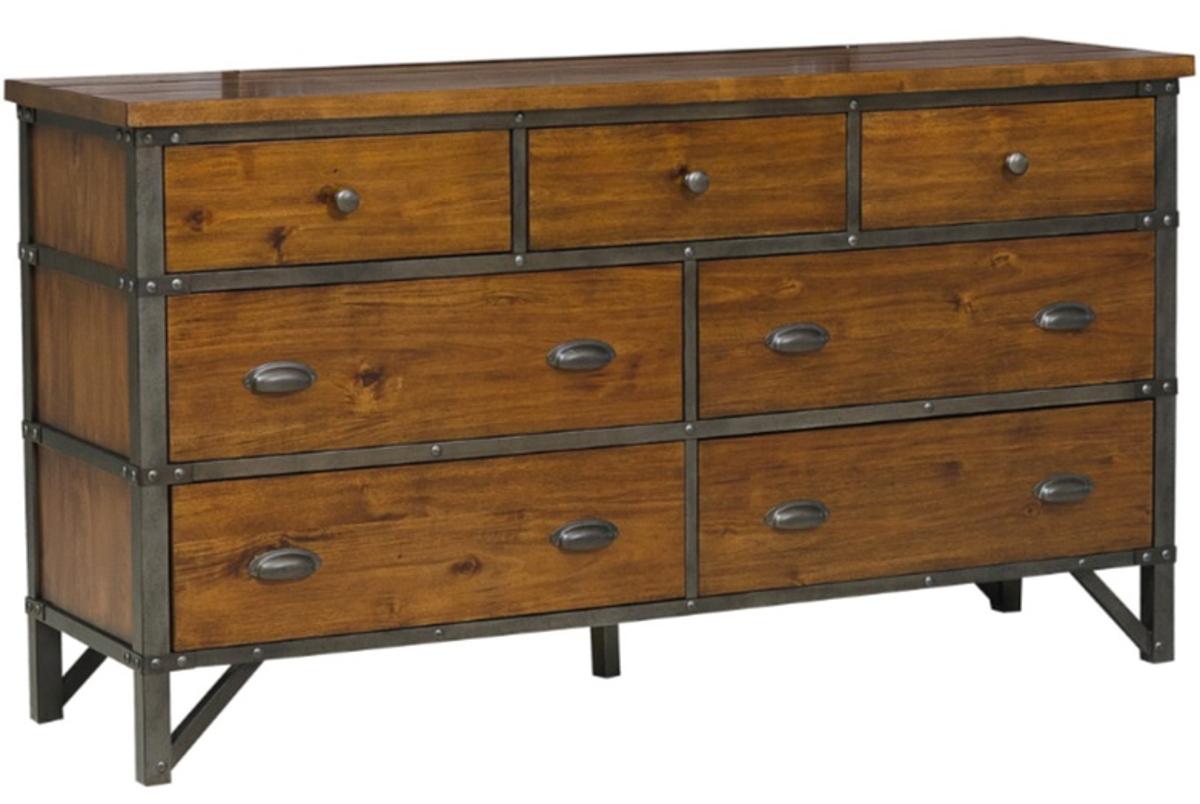 Homelegance Holverson Dresser in Rustic Brown & Gunmetal 1715-5 - Dresser - Half Price Furniture