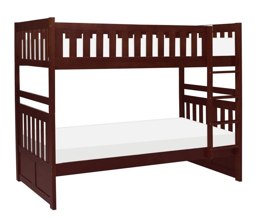 Homelegance Rowe Twin/Twin Bunk Bed in Dark Cherry B2013DC-1* Half Price Furniture