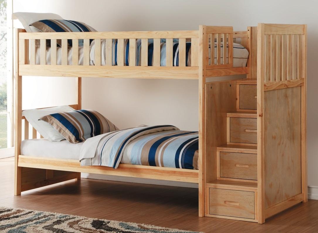 Homelegance Bartly Bunk Bed w/ Reversible Storage in Natural B2043SB-1* Half Price Furniture