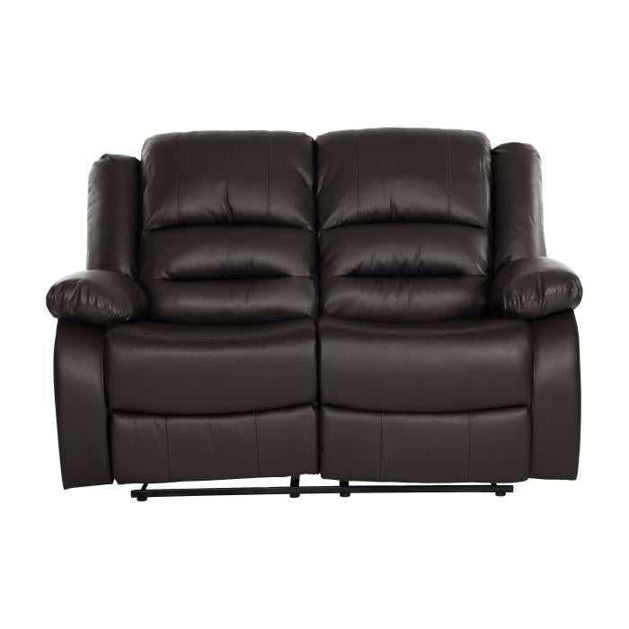 Homelegance Furniture Jarita Double Reclining Loveseat in Brown Half Price Furniture
