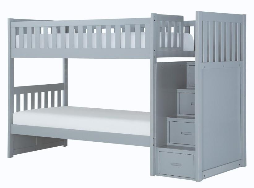 Homelegance Orion Bunk Bed w/ Reversible Step Storage in Gray B2063SB-1* Half Price Furniture