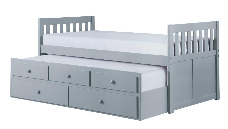 Homelegance Orion Twin/Twin Trundle Bed w/ 2 Storage in Gray B2063PR-1* - Bed - Half Price Furniture
