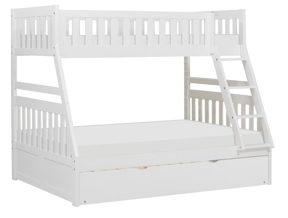 Homelegance Galen Twin/Full Bunk Bed w/ Twin Trundle in White B2053TFW-1*R - Bed - Half Price Furniture