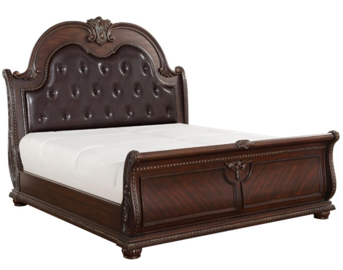 Homelegance Cavalier Queen Sleigh Bed in Dark Cherry 1757-1* - Bed - Half Price Furniture
