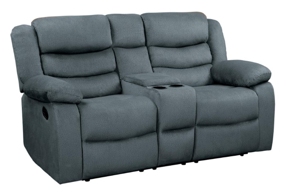 Homelegance Furniture Discus Double Reclining Loveseat in Gray 9526GY-2 - Loveseat - Half Price Furniture