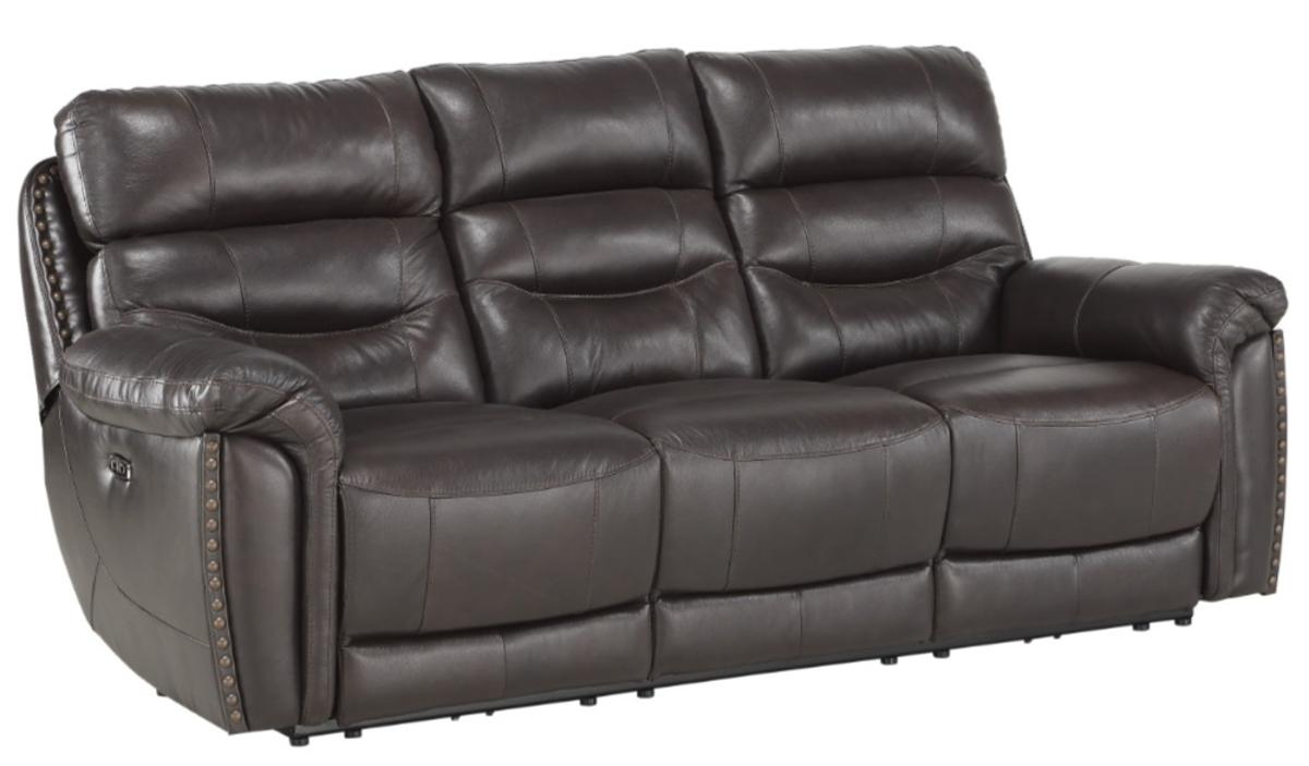 Homelegance Furniture Lance Power Double Reclining Sofa with Power Headrests in Brown 9527BRW-3PWH Half Price Furniture