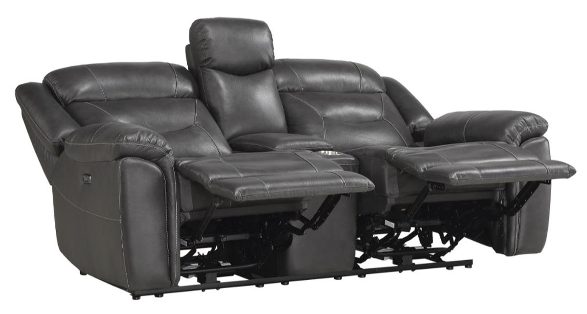Homelegance Furniture Danio Power Double Reclining Loveseat with Power Headrests in Dark Gray 9528DGY-2PWH - Loveseat - Half Price Furniture
