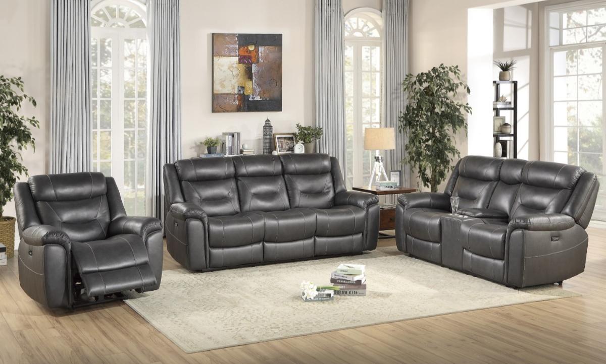 Homelegance Furniture Danio Power Double Reclining Loveseat with Power Headrests in Dark Gray 9528DGY-2PWH - Loveseat - Half Price Furniture