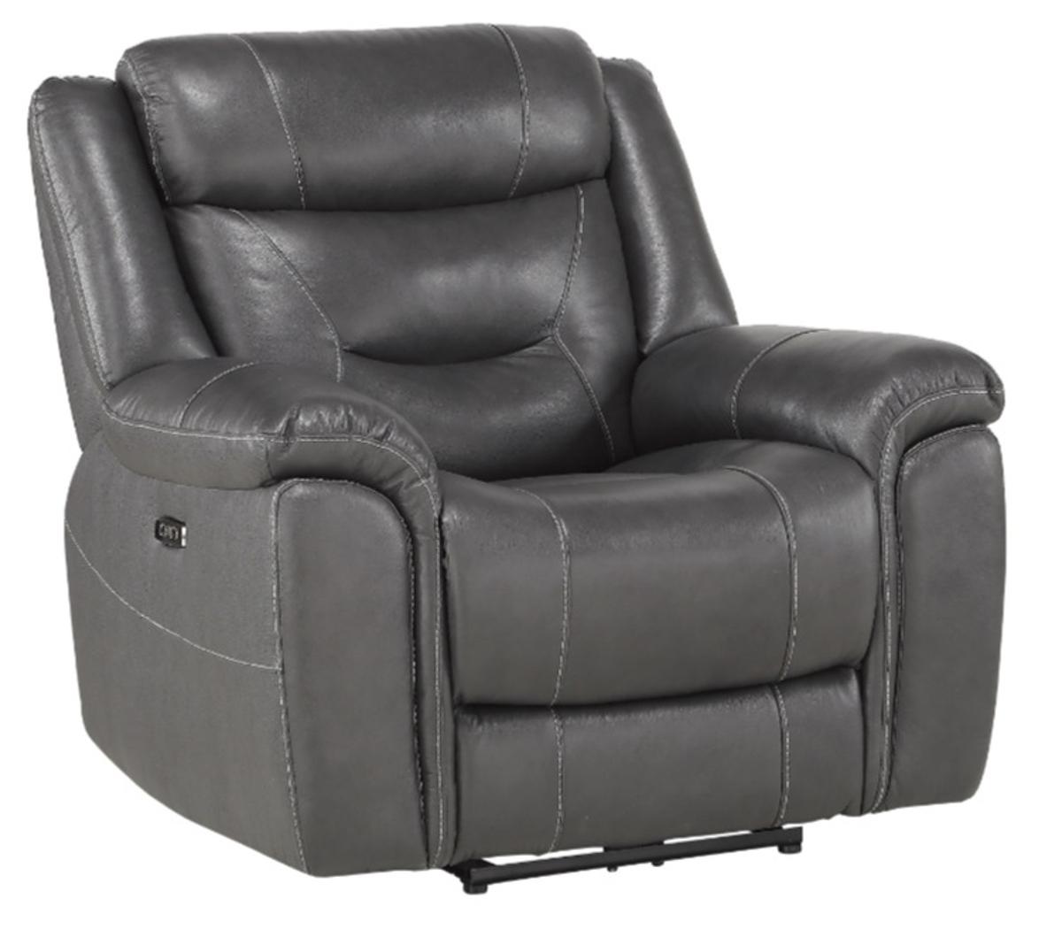 Homelegance Furniture Danio Power Double Reclining Chair with Power Headrests in Dark Gray 9528DGY-1PWH - Chair - Half Price Furniture