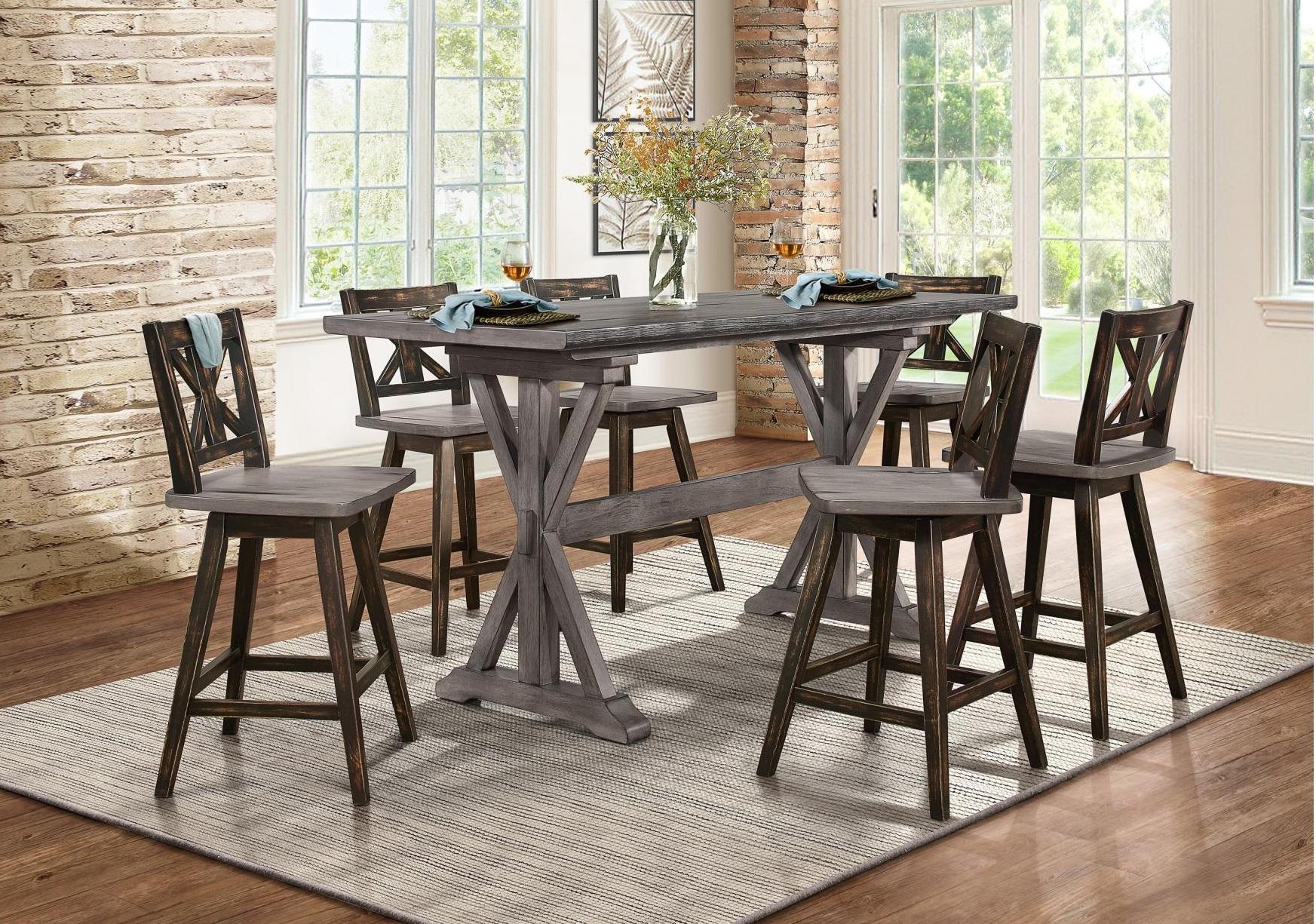 Homelegance Amsonia Swivel Counter Height Chair in Gray and Black (Set of 2) - Dining Chair - Half Price Furniture