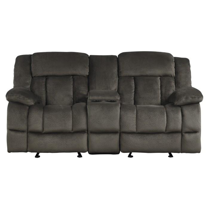 Homelegance Furniture Laurelton Double Glider Reclining Loveseat w/ Center Console in Chocolate 9636-2 Half Price Furniture