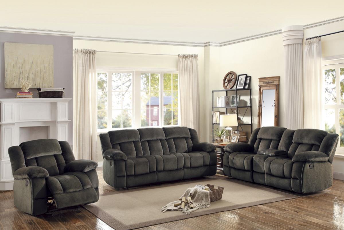 Homelegance Furniture Laurelton Double Glider Reclining Loveseat w/ Center Console in Chocolate 9636-2 - Loveseat - Half Price Furniture