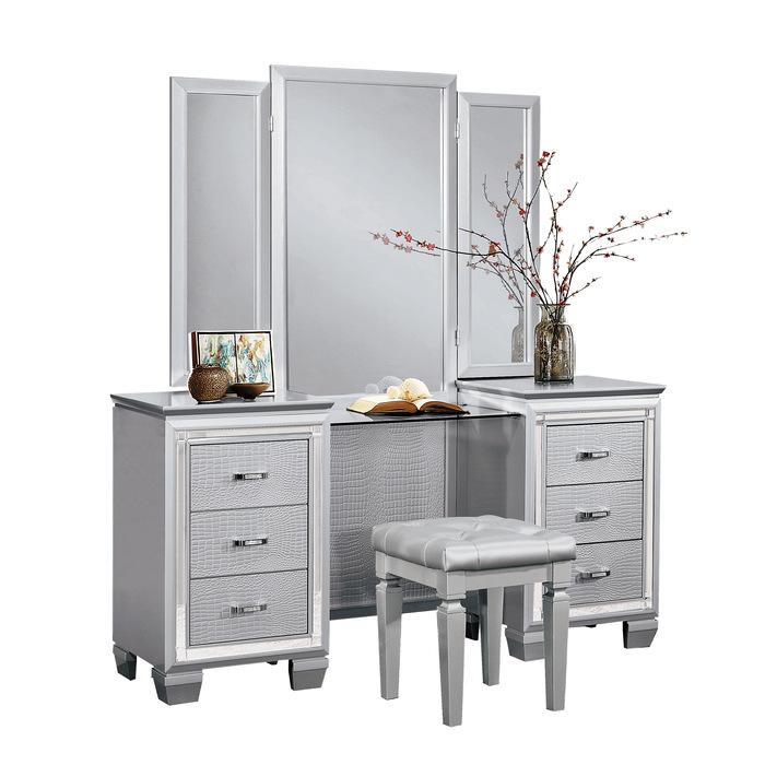 Homelegance Allura Vanity Dresser with Mirror in Silver 1916-15* Half Price Furniture