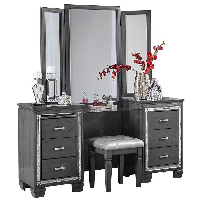 Homelegance Allura Vanity Stool in Gray 1916GY-14 Half Price Furniture