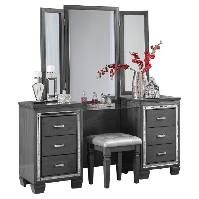 Homelegance Allura Vanity Dresser with Mirror in Gray 1916GY-15* Half Price Furniture