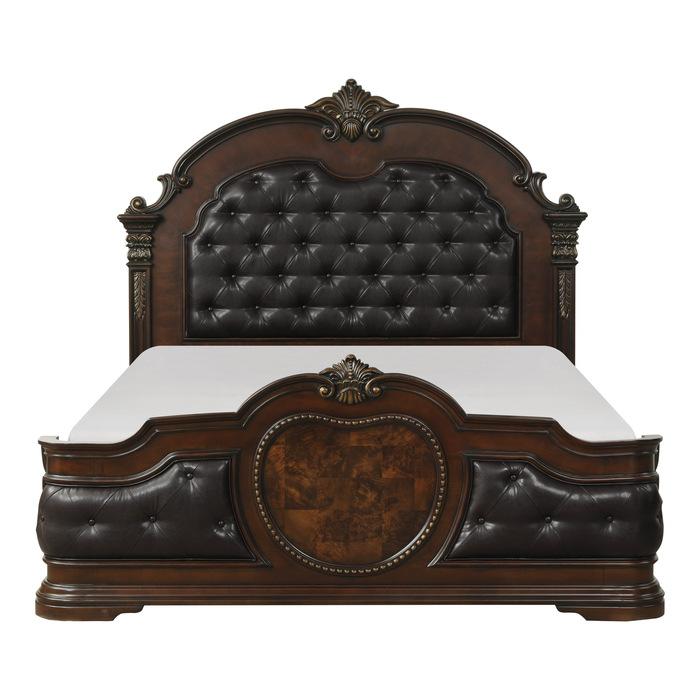 Homelegance Antoinetta Queen Panel Bed in Warm Cherry 1919-1* Half Price Furniture