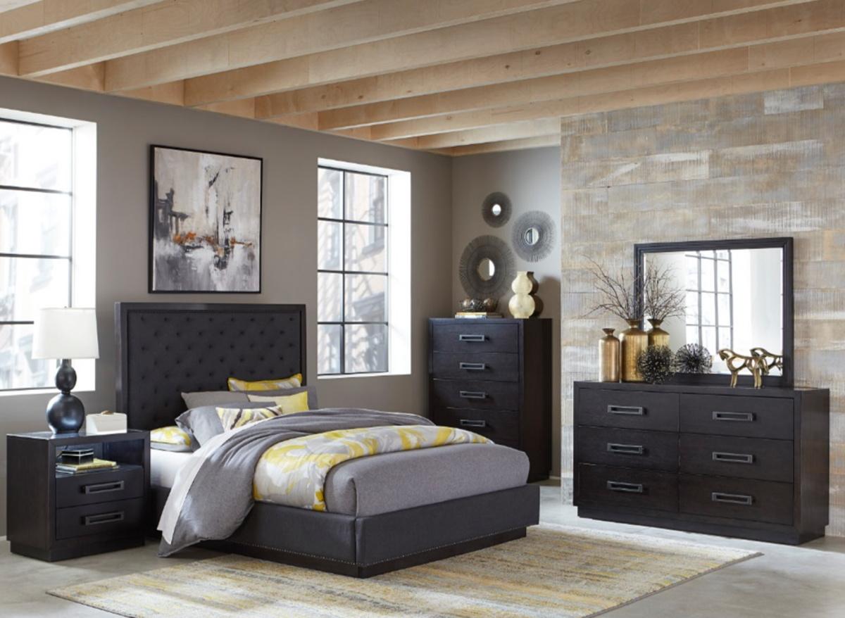 Homelegance Larchmont King Upholstered Platform Bed in Charcoal 5424K-1EK* Half Price Furniture