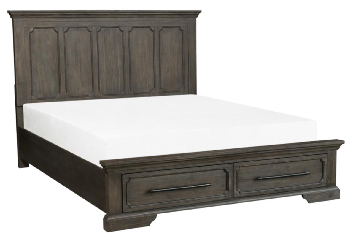 Homelegance Taulon Queen Platform Bed with Footboard Storage in Dark Oak 5438-1* - Bed - Half Price Furniture