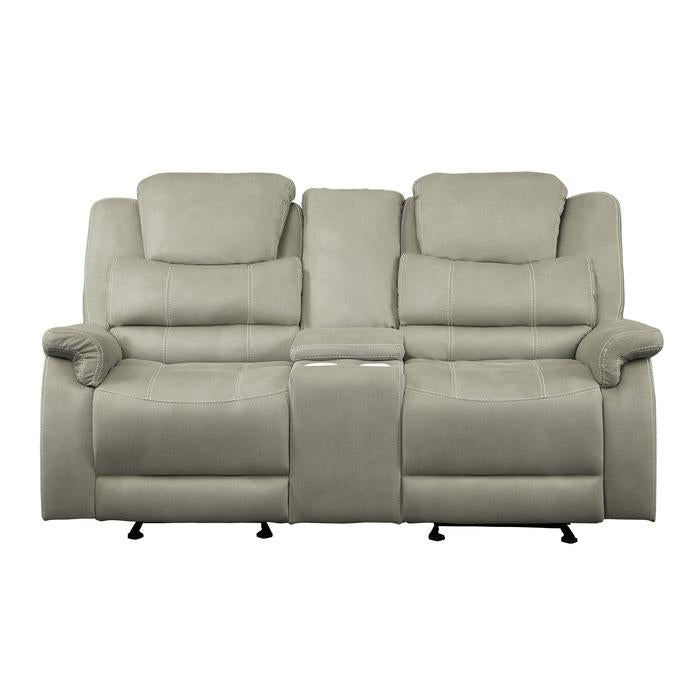 Homelegance Furniture Shola Double Reclining Loveseat in Gray Half Price Furniture