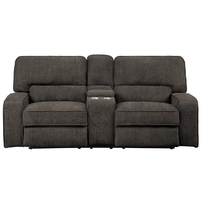 Homelegance Furniture Borneo Double Glider Reclining Loveseat in Chocolate Half Price Furniture