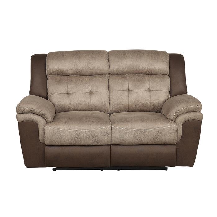 Homelegance Furniture Chai Relcining Loveseat in 2 Tones Half Price Furniture
