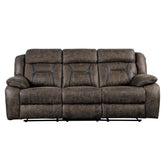 Homelegance Furniture Madrona Double Reclining Sofa in Dark Brown 9989DB-3 Half Price Furniture