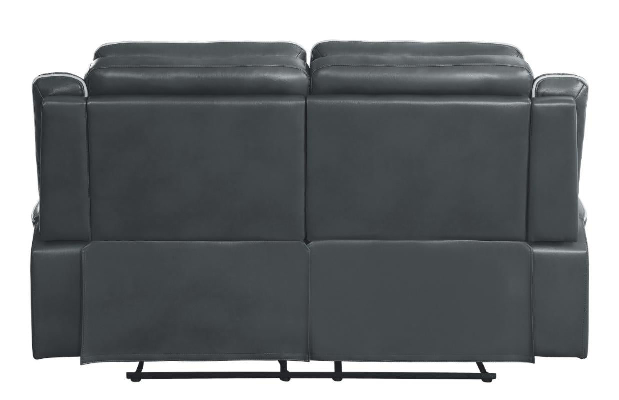 Homelegance Furniture Darwan Double Lay Flat Reclining Loveseat in Dark Gray - Loveseat - Half Price Furniture