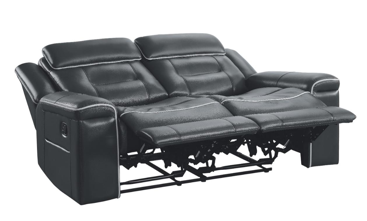 Homelegance Furniture Darwan Double Lay Flat Reclining Loveseat in Dark Gray - Loveseat - Half Price Furniture