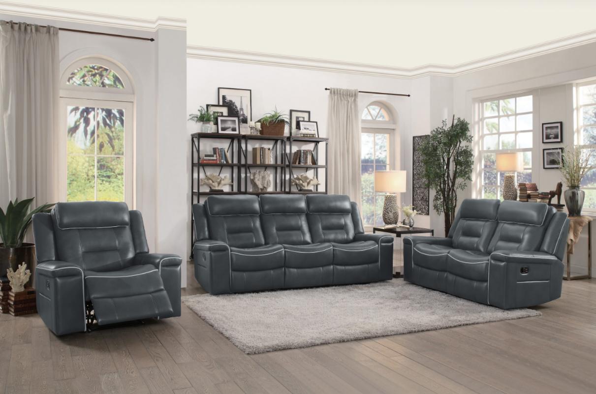 Homelegance Furniture Darwan Double Lay Flat Reclining Loveseat in Dark Gray - Loveseat - Half Price Furniture
