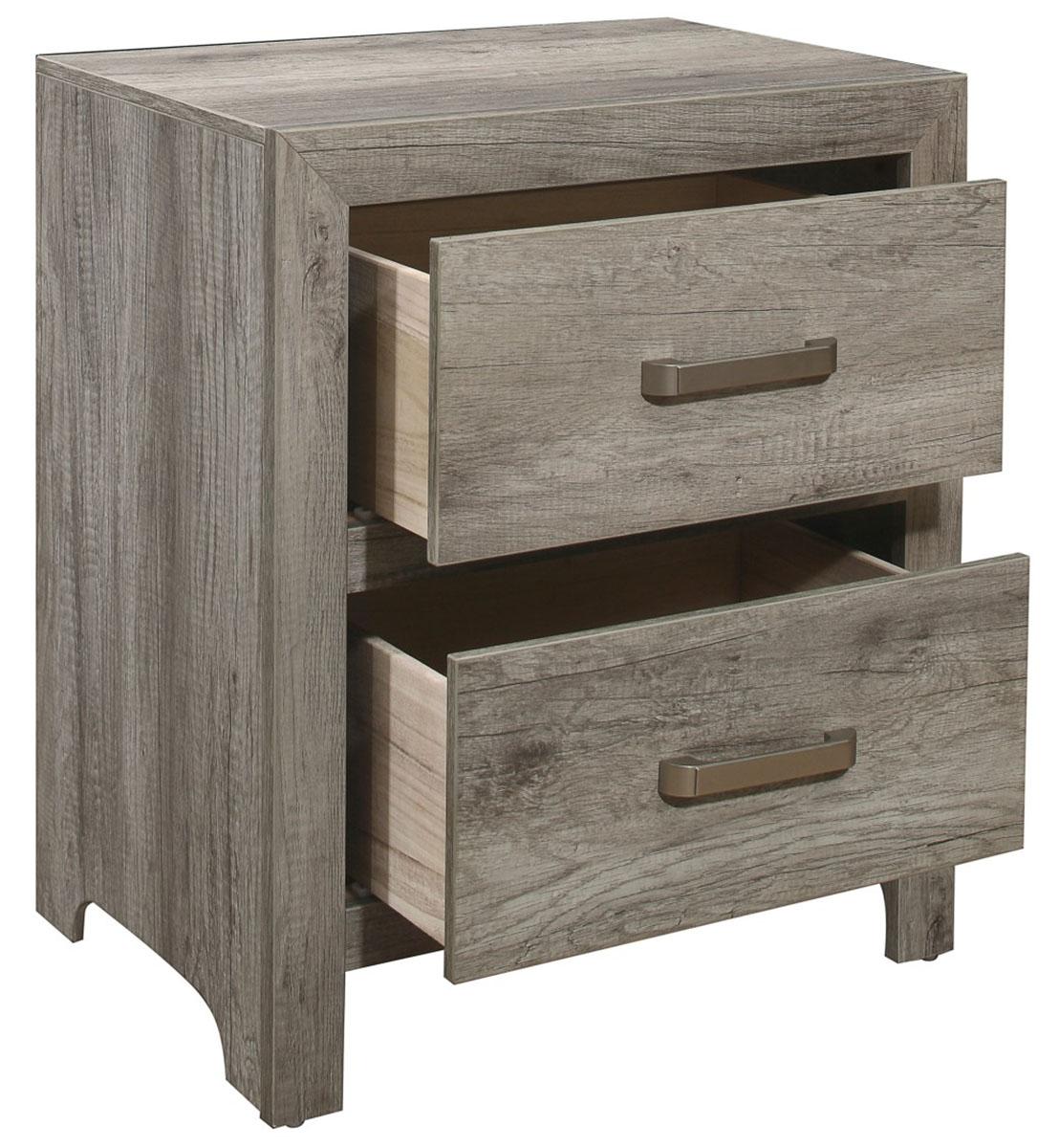 Homelegance Furniture Mandan 2 Drawer Nightstand in Weathered Gray 1910GY-4 Half Price Furniture
