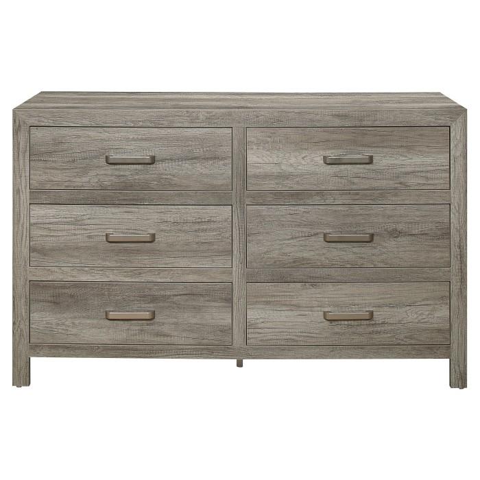 Homelegance Furniture Mandan 6 Drawer Dresser in Weathered Gray 1910GY-5 Half Price Furniture