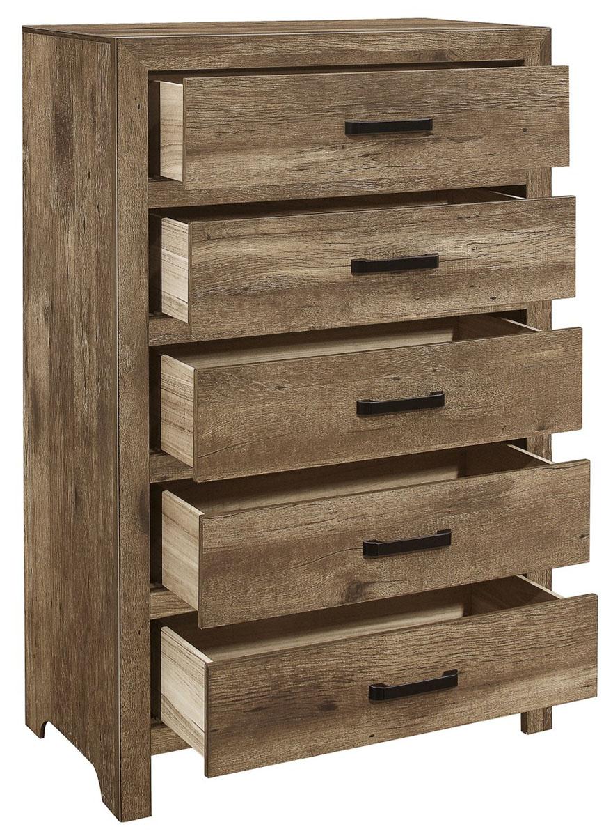 Homelegance Furniture Mandan 5 Drawer Chest in Weathered Pine 1910-9 - Chest - Half Price Furniture