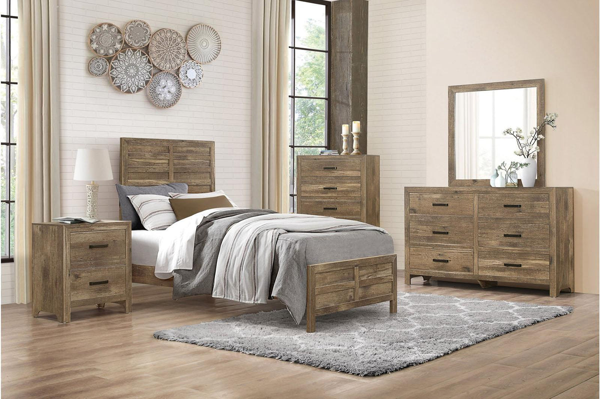 Homelegance Furniture Mandan Twin Panel Bed in Weathered Pine 1910T-1* - Bed - Half Price Furniture