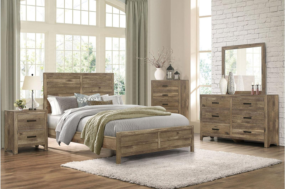 Homelegance Furniture Mandan Queen Panel Bed in Weathered Pine 1910-1* - Bed - Half Price Furniture
