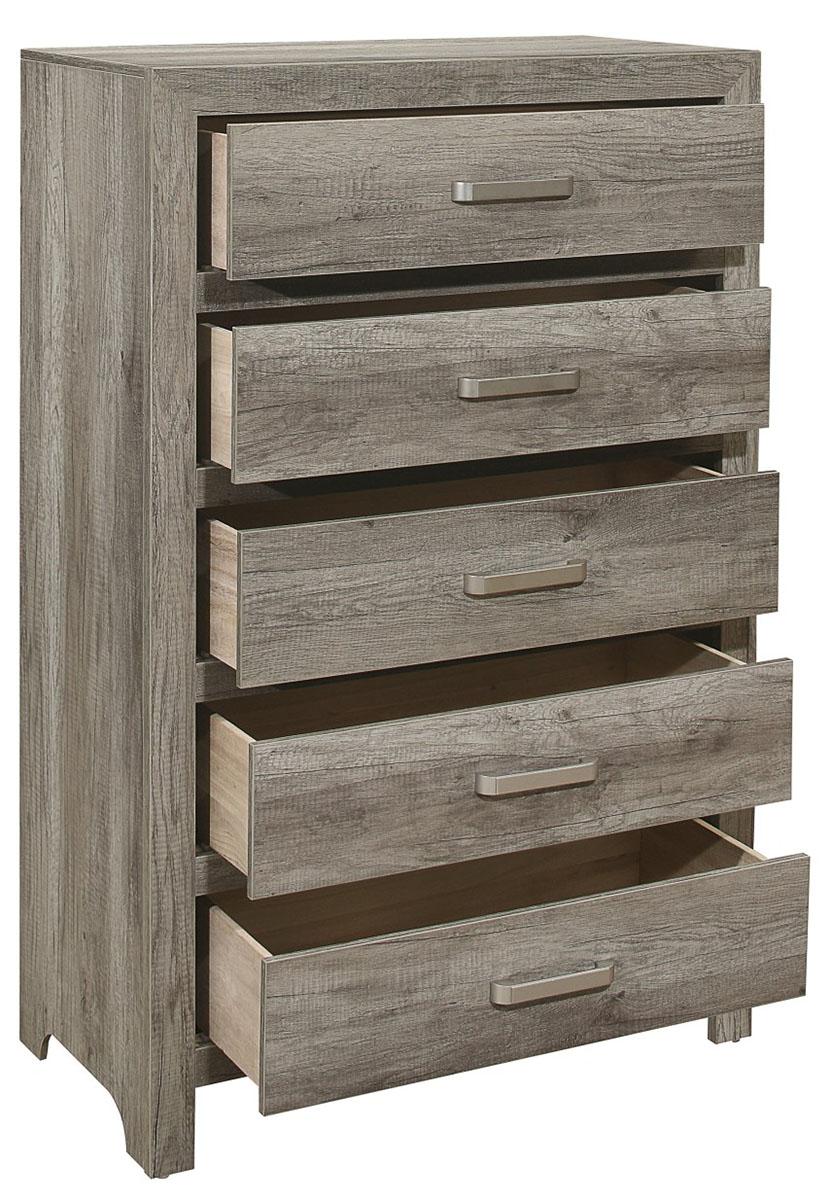 Homelegance Furniture Mandan 5 Drawer Chest in Weathered Gray 1910GY-9 - Chest - Half Price Furniture