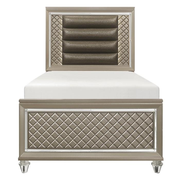 Homelegance Furniture Youth Loudon Twin Platform with Trundle Bed in Champagne Metallic Half Price Furniture