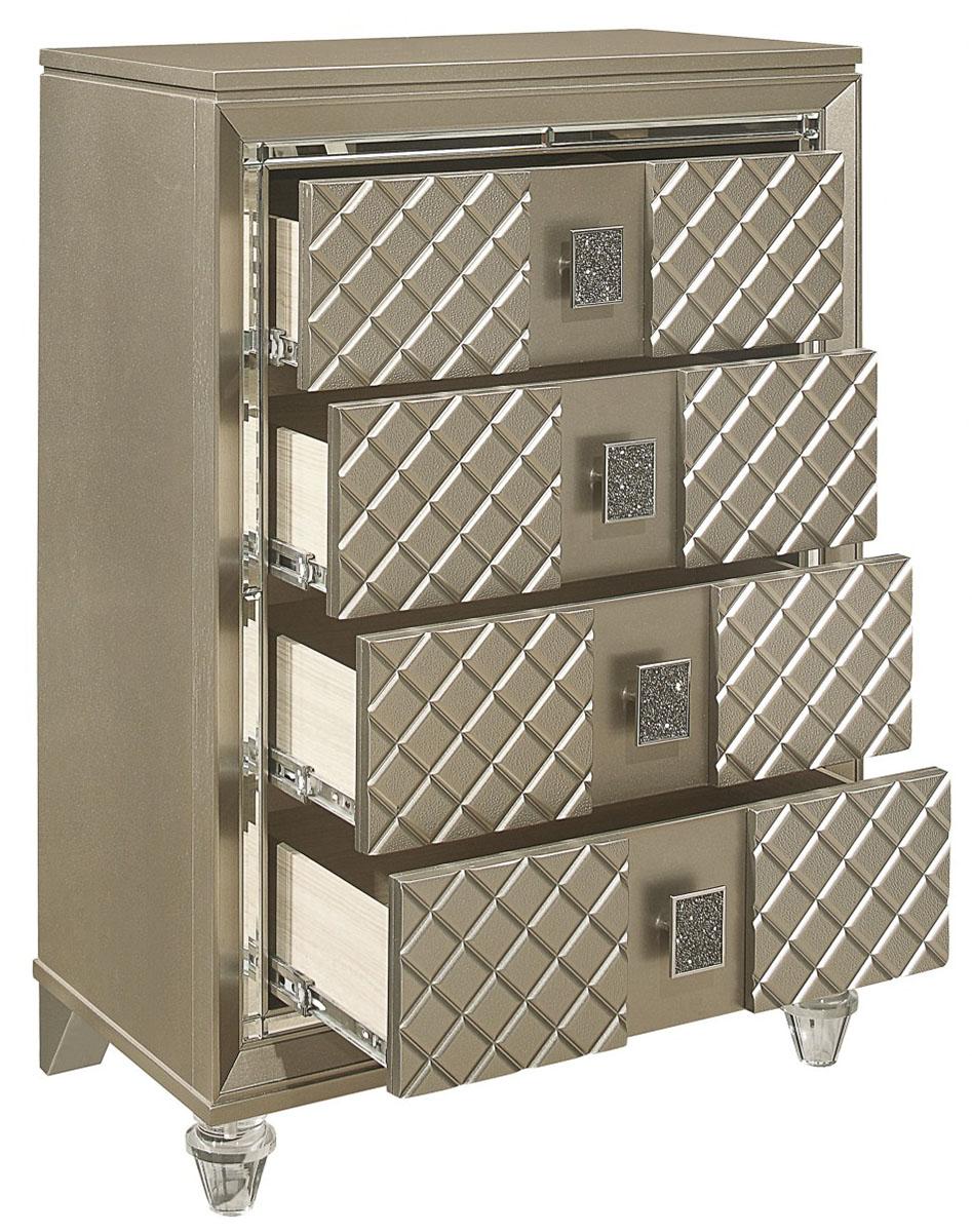 Homelegance Furniture Youth Loudon 4 Drawer Chest in Champagne Metallic B1515-9 - Chest - Half Price Furniture