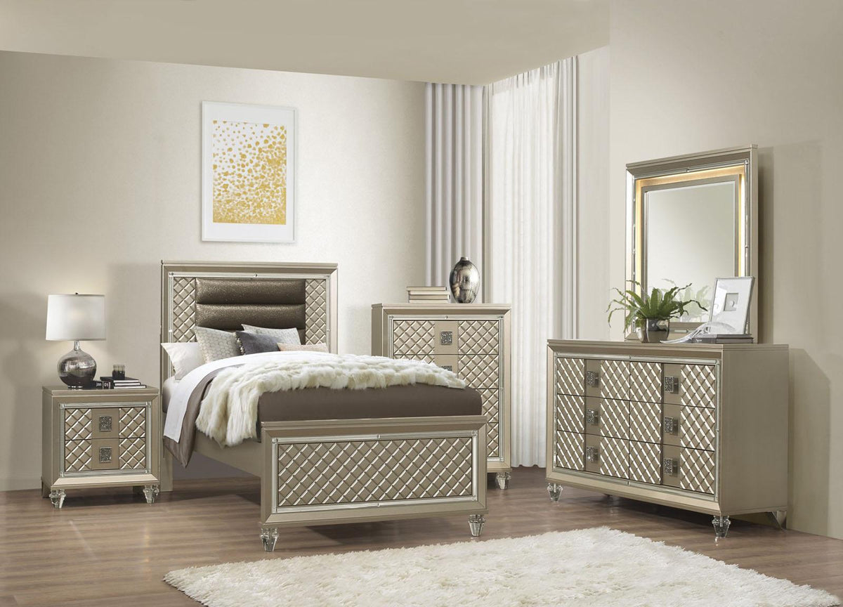 Homelegance Furniture Youth Loudon Twin Platform Bed in Champagne Metallic B1515T-1* Half Price Furniture