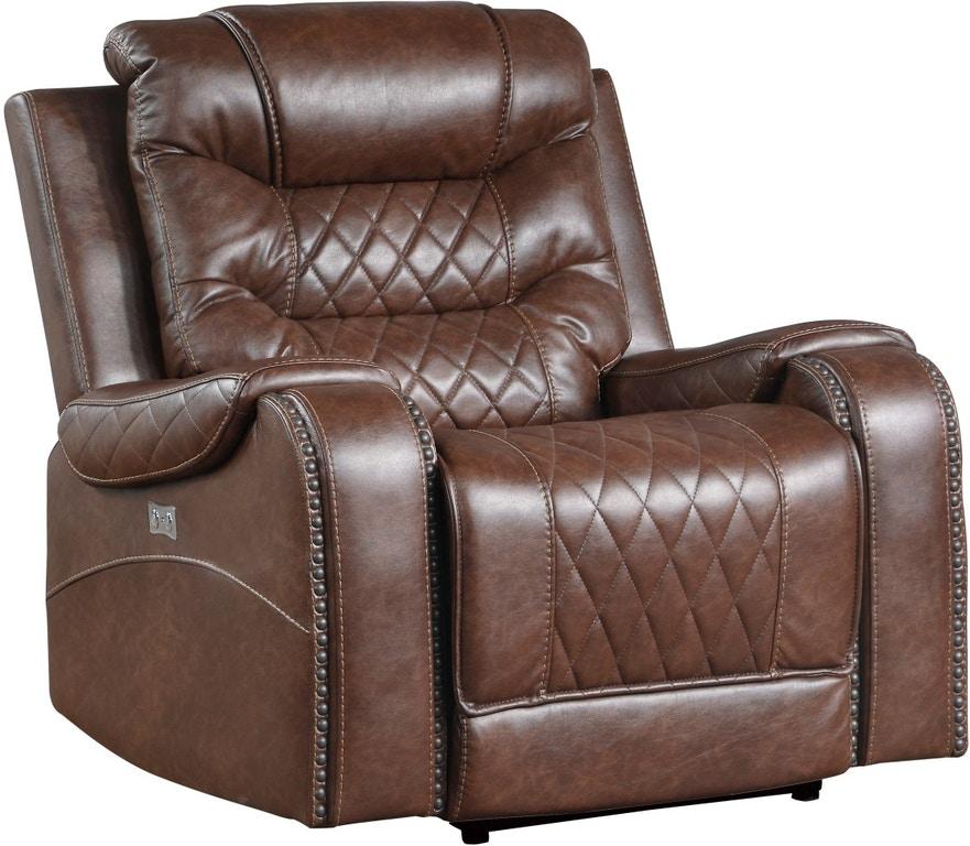 Homelegance Furniture Putnam Power Reclining Chair in Brown 9405BR-1PW - Chair - Half Price Furniture