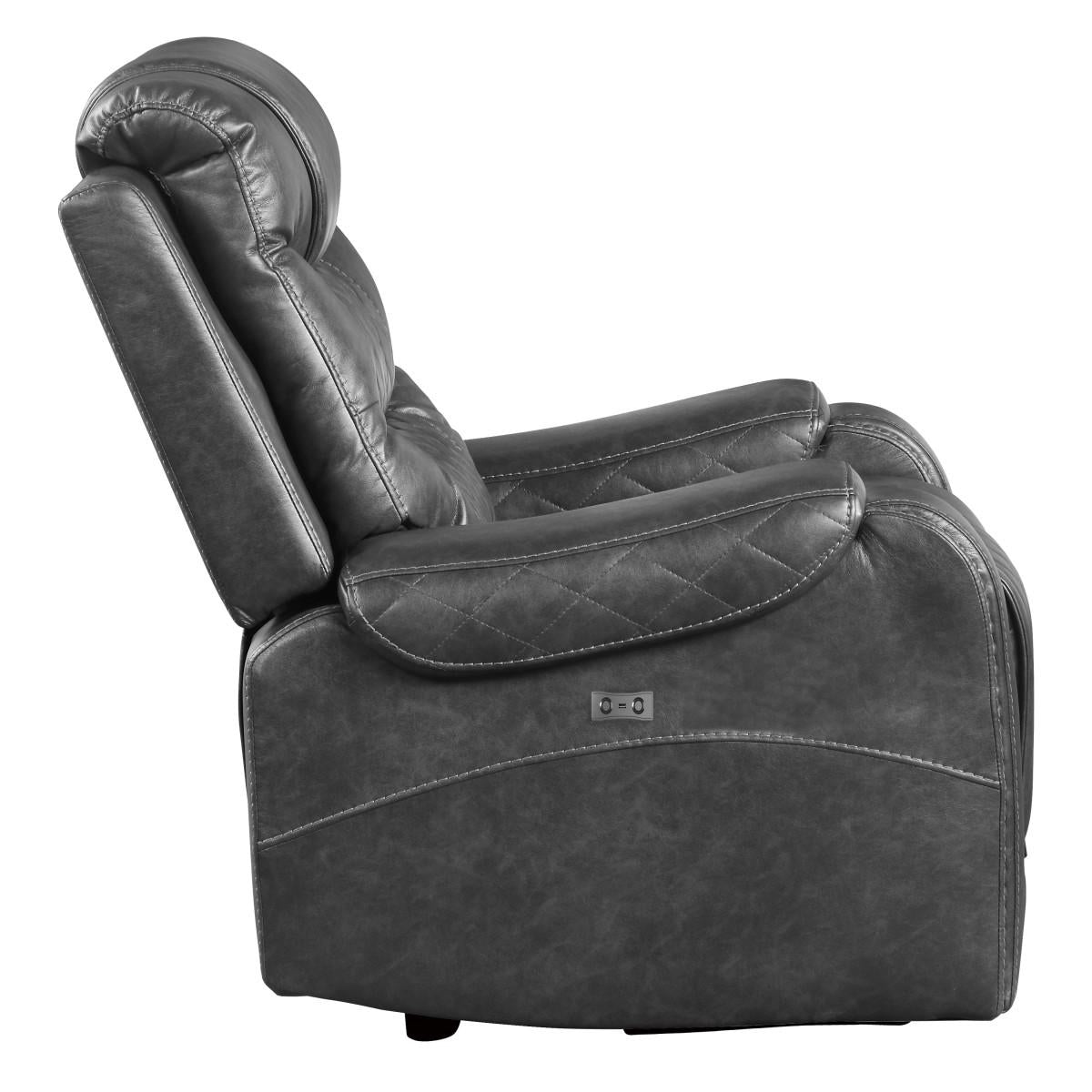 Homelegance Furniture Putnam Power Reclining Chair in Gray 9405GY-1PW - Chair - Half Price Furniture